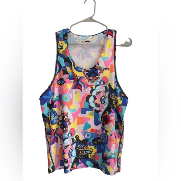 Janji Men’s Pinnacle Ultra Singlet Running Tank Top - Flower Trippy -Size Medium - Picture 8 of 12